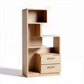 Wooden bookshelf with storage drawers and open compartments 120 x 50 x 30cm