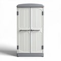 Weather-resistant outdoor storage cabinet with double doors and lockable design 80 x 40 x 180cm in light gray