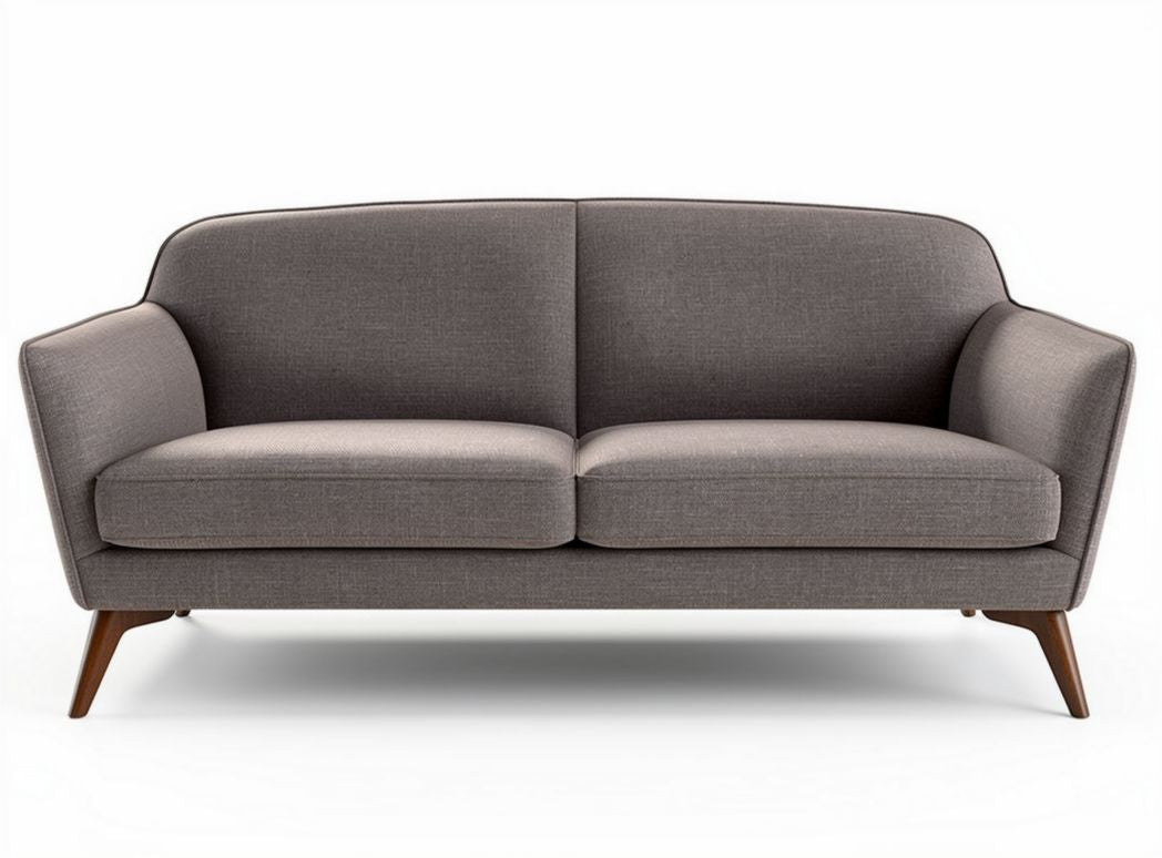 Modern two-seater sofa in gray fabric with wooden legs 200 x 90 x 85cm