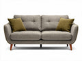 Gray fabric sofa with two accent pillows 180 x 90 x 85cm