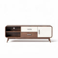 Wooden media console with storage drawers and shelves 120 x 40 x 50cm