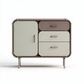 Modern sideboard with multi-drawer storage in beige and brown metal and wood 80 x 40 x 75cm