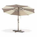 Outdoor patio umbrella with beige canopy and brown aluminum frame 200 x 200 x 250cm