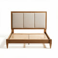 Wooden bed frame with upholstered headboard and slatted base 200 x 160 x 100cm