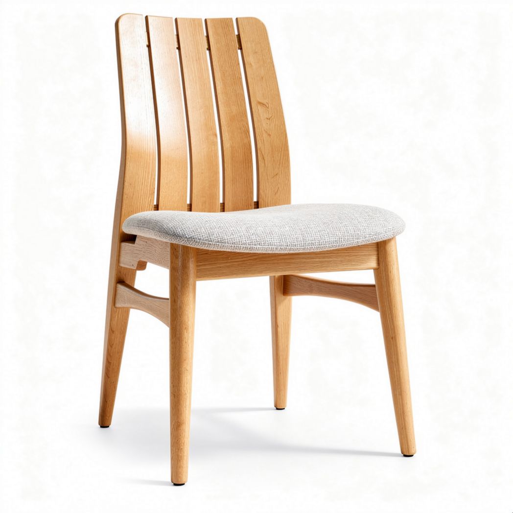 Wooden dining chair with upholstered seat 45 x 45 x 85cm natural finish