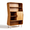 Wooden bookshelf with cabinet and five open shelves 120 x 80 x 30cm